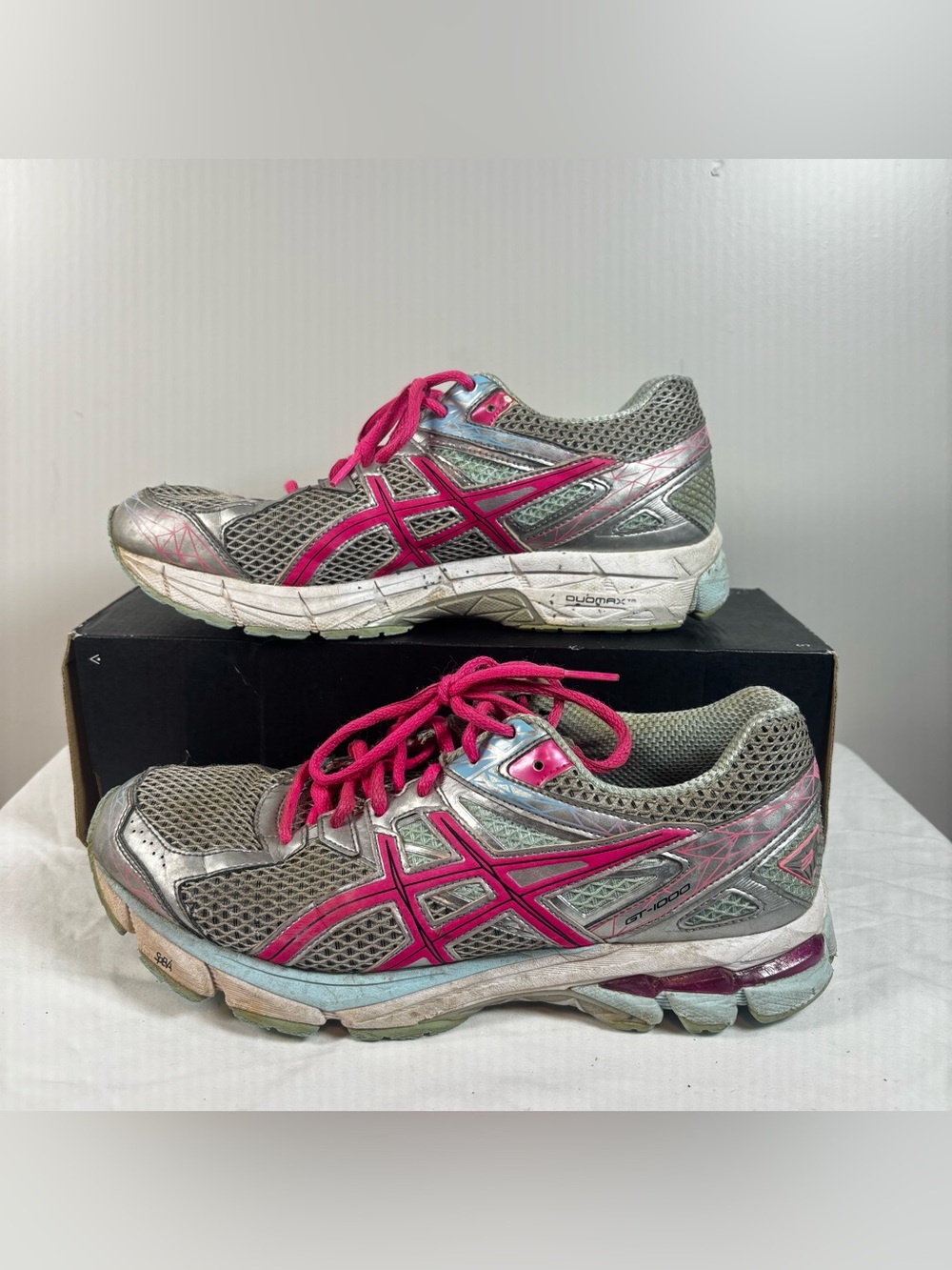 ASICS GT-1000 3 Womens Running Shoes Sneakers 10 Silver Pink Aqua Teal T4K8N